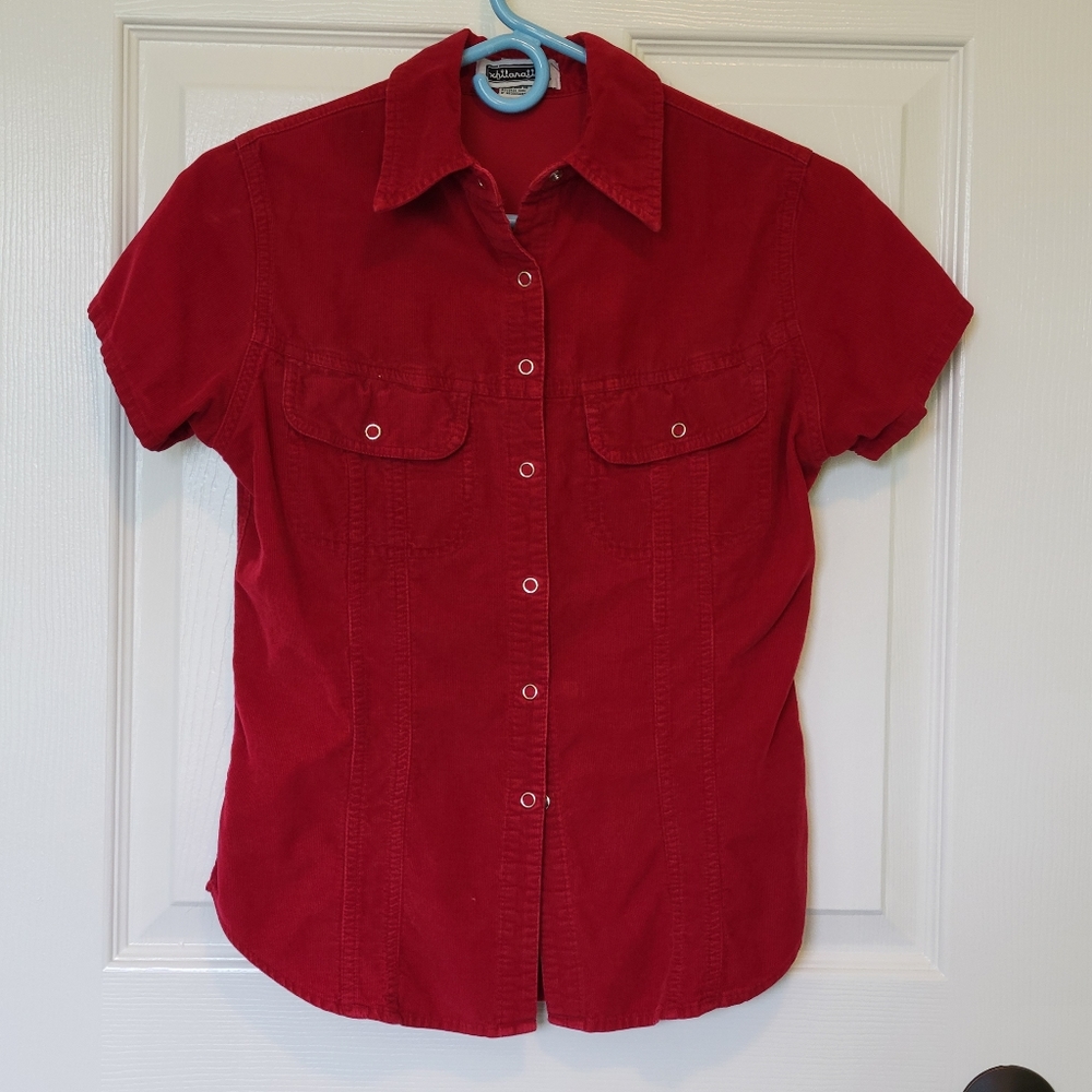 XHILERATION- Fitted Cotton Corduroy Top w/Collar